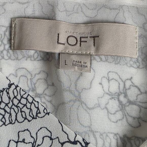 LOFT L White Black Floral Striped Cami Top - Picture 5 of 7